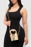 Womens Metallic Cylinder Convertible Crossbody Bag,