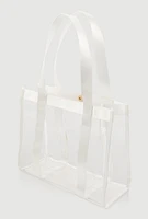 Womens Contrast Trim Clear Tote Bag with Pouch, White