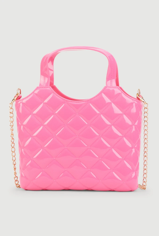 Womens Jelly Quilted Convertible Handbag, Pink