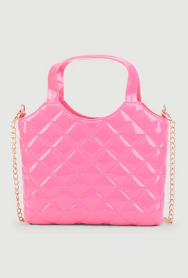 Womens Jelly Quilted Convertible Handbag, Pink