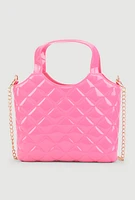 Womens Jelly Quilted Convertible Handbag, Pink