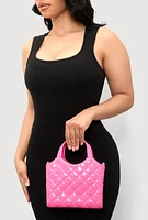 Womens Jelly Quilted Convertible Handbag, Pink