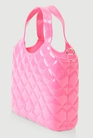 Womens Jelly Quilted Convertible Handbag, Pink