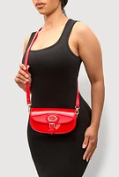 Womens Jelly Flap Buckle Crossbody Bag, Red