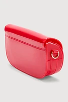 Womens Jelly Flap Buckle Crossbody Bag, Red