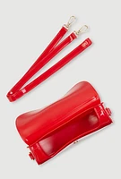 Womens Jelly Flap Buckle Crossbody Bag, Red