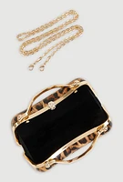 Womens Rhinestone Top Handle Leopard Print Purse, Brown