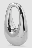 Womens Oval Metallic Handbag, Silver