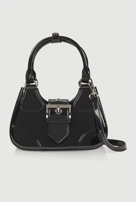 Womens Buckle Strap Jelly Hobo Bag, Black