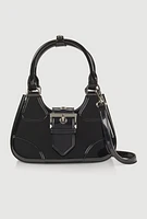 Womens Buckle Strap Jelly Hobo Bag, Black