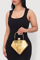 Womens Rhinestone Studded Diamond Convertible Crossbody Handbag, Gold