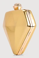 Womens Rhinestone Studded Diamond Convertible Crossbody Handbag, Gold