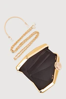 Womens Rhinestone Studded Diamond Convertible Crossbody Handbag, Gold