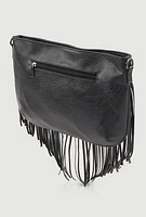Womens Fringe Studded Crossbody Clutch Bag, Black