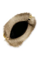 Womens Chain Strap Faux Fur Purse, Brown