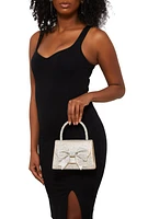 Womens Rhinestone Bow Convertible Handbag, Silver