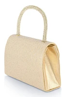 Womens Rhinestone Bow Convertible Handbag, Silver