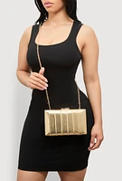 Womens Metallic Shadow Stripe Clutch, Gold