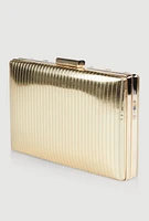 Womens Metallic Shadow Stripe Clutch, Gold