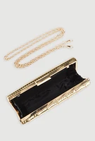 Womens Metallic Shadow Stripe Clutch, Gold