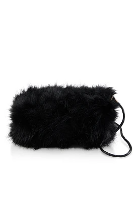 Womens Faux Fur Hand Muff Crossbody Bag,