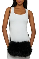 Womens Faux Fur Hand Muff Crossbody Bag,