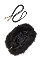 Womens Faux Fur Hand Muff Crossbody Bag, Black