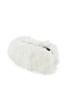 Womens Faux Fur Hand Muff Crossbody Bag, White