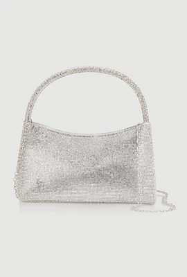 Womens Rhinestone Convertible Purse, Silver