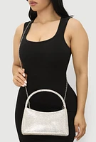 Womens Rhinestone Convertible Purse, Silver