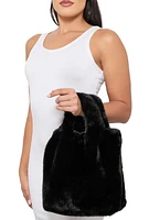 Womens Faux Fur Handbag, Black