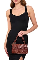 Womens Chevron Quilted Flap Crossbody Handbag, Brown