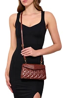 Womens Chevron Quilted Flap Crossbody Handbag, Brown