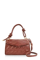 Womens Chevron Quilted Flap Crossbody Handbag, Brown