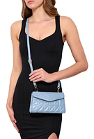 Womens Chevron Quilted Flap Crossbody Handbag, Blue