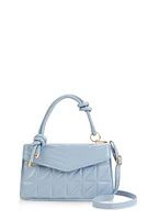 Womens Chevron Quilted Flap Crossbody Handbag, Blue
