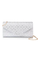 Womens Rhinestone Envelope Convertible Clutch Bag, Silver
