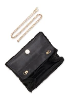 Womens Faux Fur Top Handle Crossbody Handbag, Black