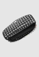 Womens Rhinestone Studded Mini Envelope Crossbody Bag, Silver