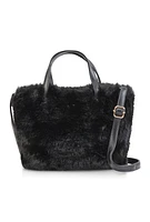 Womens Faux Fur Tote Bag, Black