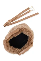 Womens Faux Fur Tote Bag, Brown