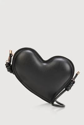 Womens 3D Heart Crossbody Handbag, Black