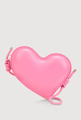 Womens 3D Heart Crossbody Handbag, Pink