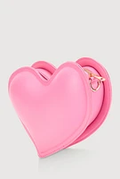 Womens 3D Heart Crossbody Handbag, Pink