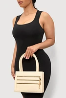 Womens Triple Zipper Detail Convertible Handbag,