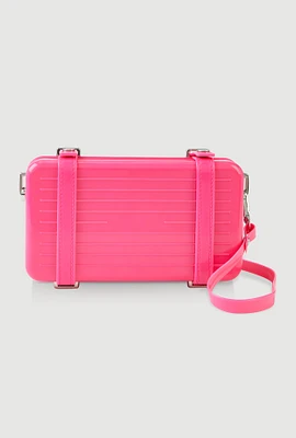 Womens Hard Shell Crossbody Clutch Bag, Pink