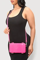 Womens Hard Shell Crossbody Clutch Bag, Pink