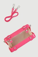 Womens Hard Shell Crossbody Clutch Bag, Pink