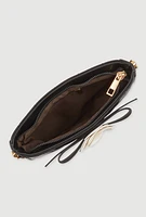 Womens Flower Bow Detail Quilted Crossbody Bag, Black