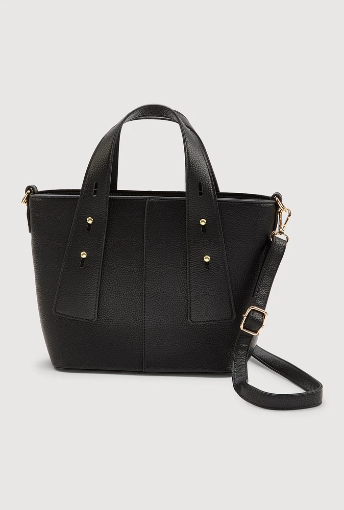 Womens Faux Leather Convertible Handbag, Black